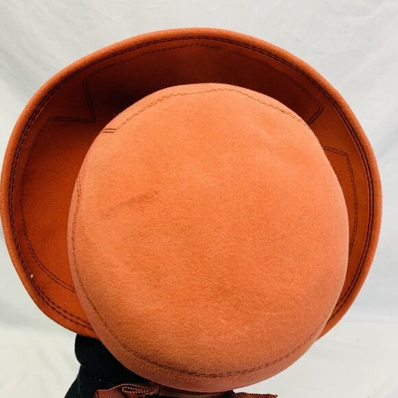 Vintage 50s 60s Felt Hat Womens Touriste Made In Switzerland Handmade Orange - Picture 12 of 14